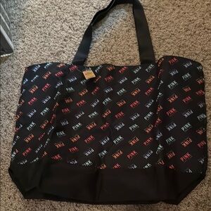 PINK Victoria's Secret Black Tote with Multicolor Logo